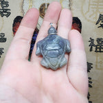 Carved Purple Labradorite Sea Turtle Pendant in Sterling Silver