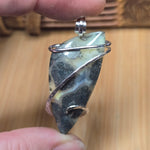 Marcasite Plume Agate Pendant in Sterling – Forged Embrace Setting
