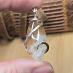 Golden Tube + Moss Carnelian Agate Pendant – Sterling Silver