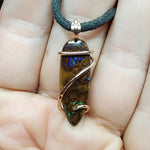 Australian Boulder Opal Pendant in 14kt Rose Gold Filled - Bright Drop