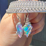 Faceted Rainbow Aurora Opal Earrings In Sterling Silver