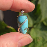 Sky Blue 10ct Turquoise Pendant - Hammered Sterling Silver