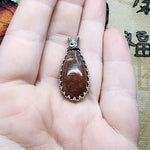 Dinosaur Fossil Gem Bone Pendant in Sterling Silver