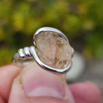 Raw Oregon Sunstone Ring sz 8 - Sterling Silver