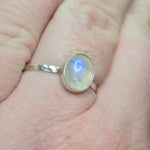 Moonstone Ring sz 11 – Golden + Ice Blue Flash Sterling Silver
