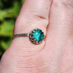 Natural Turquoise Ring Size 8 – Veined Green-Blue Sterling Silver