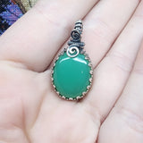 Caribbean Green Gem Chrysoprase Pendant Necklace