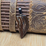 Blue Biggs Jasper Pendant Layered Desert Bands - Silver Tone Bail