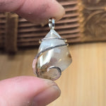 Golden Green Red Moss in White Chalcedony – Sterling Silver Pendant