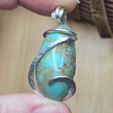 Vintage Turquoise Pendant – Sterling Spiral & Robin’s Egg Revival - Rock Your World 
