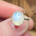 Bright Blue Glow Moonstone Ring sz 7.75 – Sterling Silver