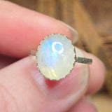 Bright Blue Glow Moonstone Ring sz 7.75 – Sterling Silver