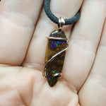 Australian Boulder Opal Pendant in 14kt Rose Gold Filled - Bright Drop