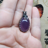 Huge Purple Chalcedony Agate Pendant in Sterling Silver