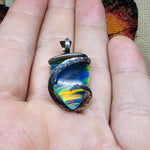 Large Rainbow Aurora Opal Pendant In Hammered Sterling Silver