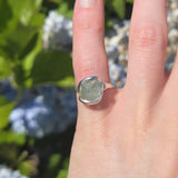Seafoam Green Aquamarine Ring sz 5.5 – Sterling Silver Natural Crystal