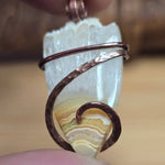 Crazy Lace Agate Pendant with Crystal Crown – Copper Setting