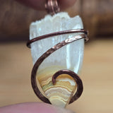 Crazy Lace Agate Pendant with Crystal Crown – Copper Setting
