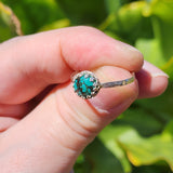 Natural Turquoise Ring sz 11 – Bright Blue with Black Matrix in Sterling Silver