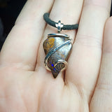Australian Boulder Opal Pendant in Sterling Silver - Kite Shape