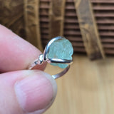 Seafoam Green Aquamarine Ring sz 5.5 – Sterling Silver Natural Crystal