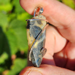 Marcasite Plume Agate Pendant in Sterling – Forged Embrace Setting