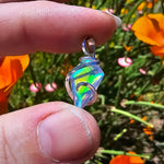 Faceted Rainbow Aurora Opal Pendant In Hammered Sterling Silver with 20 Inch Chain - Rock Your World 