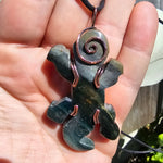 Lizard Green Moss Agate Carving Pendant in Copper