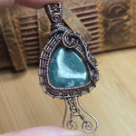 Moss Agate Pendant – Copper Woven Mushroom Spirit