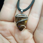 Australian Boulder Opal Pendant in Sterling Silver with Blue Flash