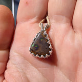 Green and Blue Spotted Boulder Opal Pendant in Sterling Silver