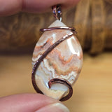 Crazy Lace Agate Pendant Copper Wrapped – Warm Earth Tones