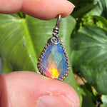 Double Sided Faceted Fiery Aurora Opal Pendant In Antiqued Sterling Silver - Rock Your World 