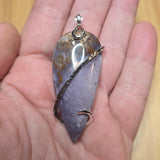 Mossy Burro Creek Agate Pendant in Sterling Silver