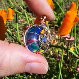 Moon and Stars Rainbow Aurora Opal Pendant In 14kt Rose Gold Fill and Sterling Silver