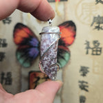 Rare Bright Purple Luna Agate Pendant in Silver – Mexican Orbicular Chalcedony