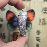 Rare Bright Purple Luna Agate Pendant in Silver – Mexican Orbicular Chalcedony