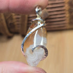 Golden Tube + Moss Carnelian Agate Pendant – Sterling Silver