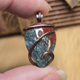 Flaming Common Opal Pendant Marcasite Inclusions - Copper Wrapped
