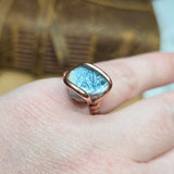 Raw Crystal Ring sz 7.25 – Blue Tourmaline with Pale Pink Rim