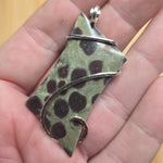 Green and Brown Cone Pine Forest Oolite Limestone Polka Dot Pendant in Sterling Silver
