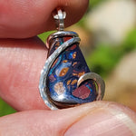 Boulder Opal Pendant Lightning Fire Yowah Nut Pattern - Sterling Silver