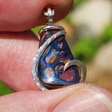 Boulder Opal Pendant Lightning Fire Yowah Nut Pattern - Sterling Silver