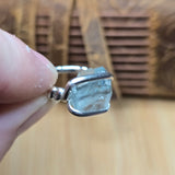 Aquamarine Crystal Ring – sz 7.5 – Clear Blue Natural Beryl