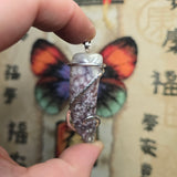 Rare Bright Purple Luna Agate Pendant in Silver – Mexican Orbicular Chalcedony