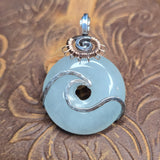 Aquamarine Donut Pendant Sterling Silver 14kt Rose Gold Filled Wave Wrap
