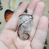 Cherry Blossom Plume Agate Pendant Necklace in Copper