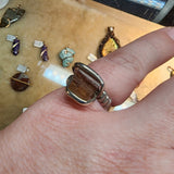 Rough Watermelon Tourmaline Crystal Ring in Sterling Silver Ring Sz 6