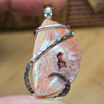 Crazy Lace Agate Pendant – Rosy Canyon with Crystal Cave in Sterling Silver