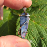 Boulder Opal Pendant Rainbow Fire - Hammered Sterling Silver